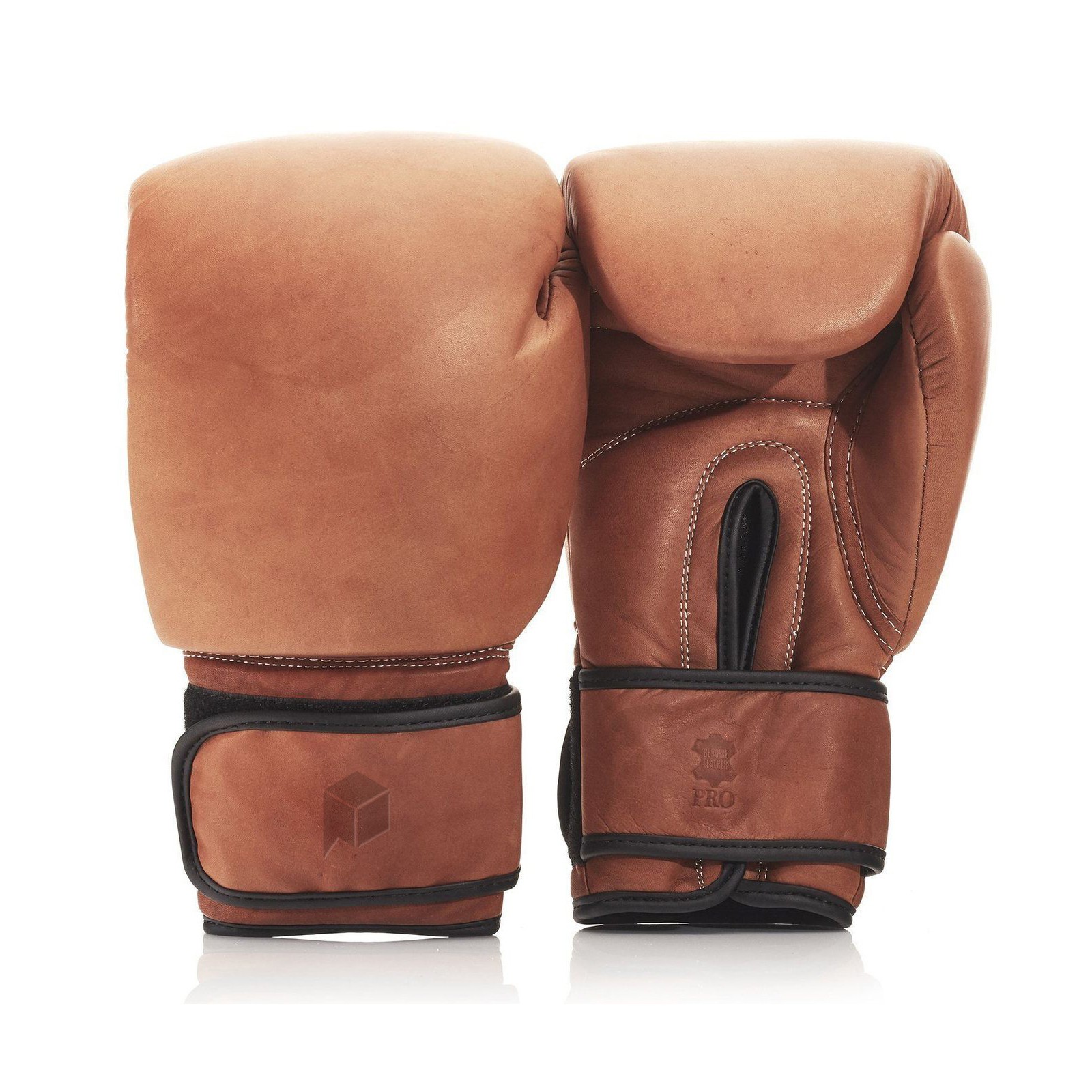 Deluxe Leather Boxing Gloves, Velcro Straps