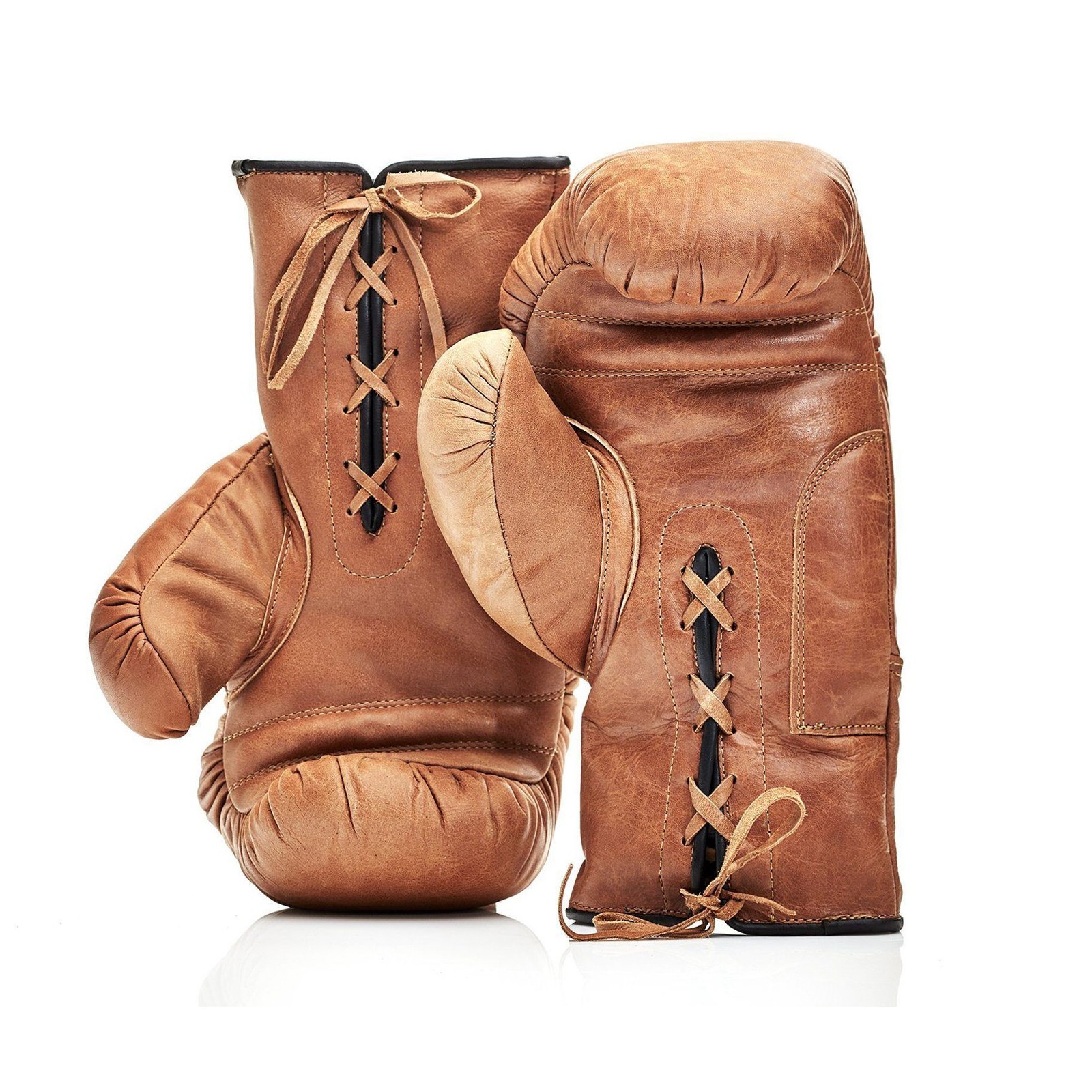 Retro Leather Boxing Gloves Lace Up Paragon Studio