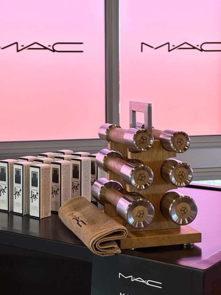 MAC Cosmetics Studio Fix Foundation event with Paragon Studio fitness equipment. The Pilates hand weights set.