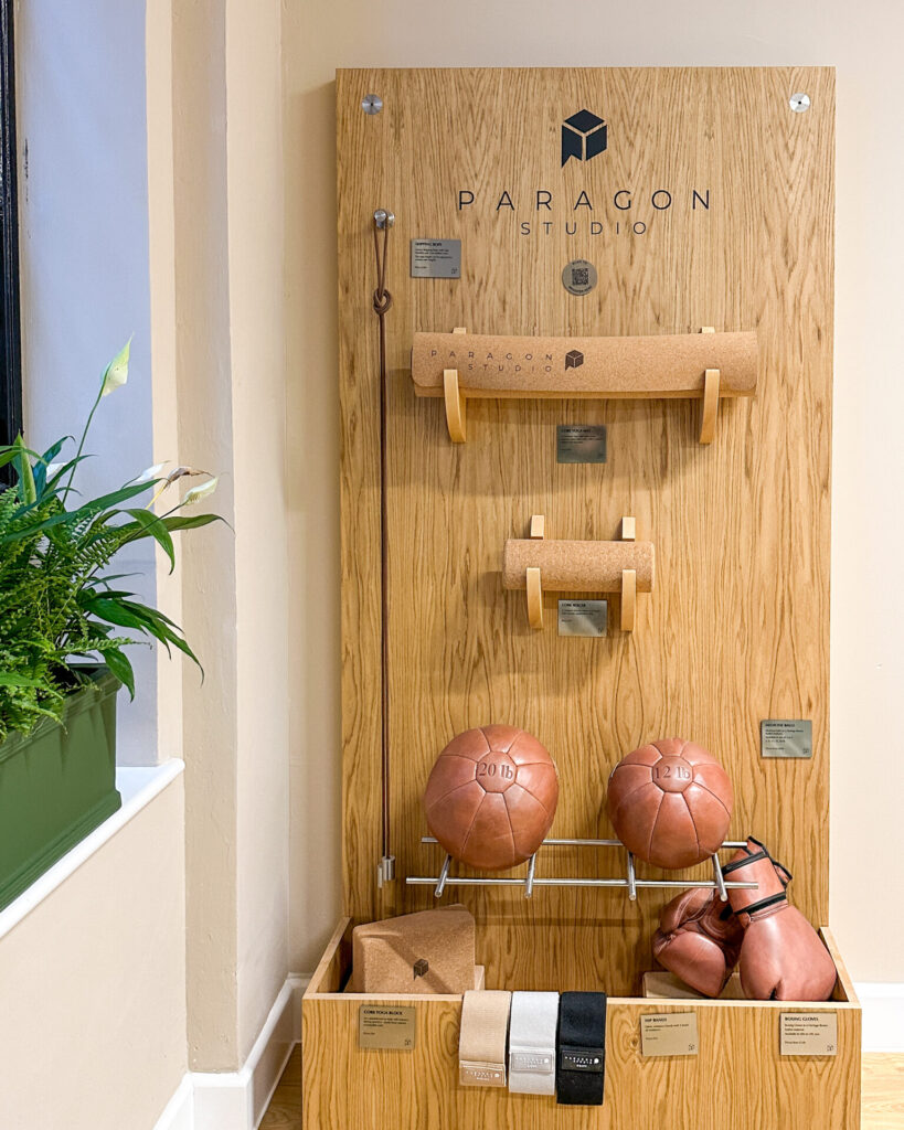 Paragon studio wall storage unit at Revolt. The installation showcases a curated selection of products from our new e-commerce range.
